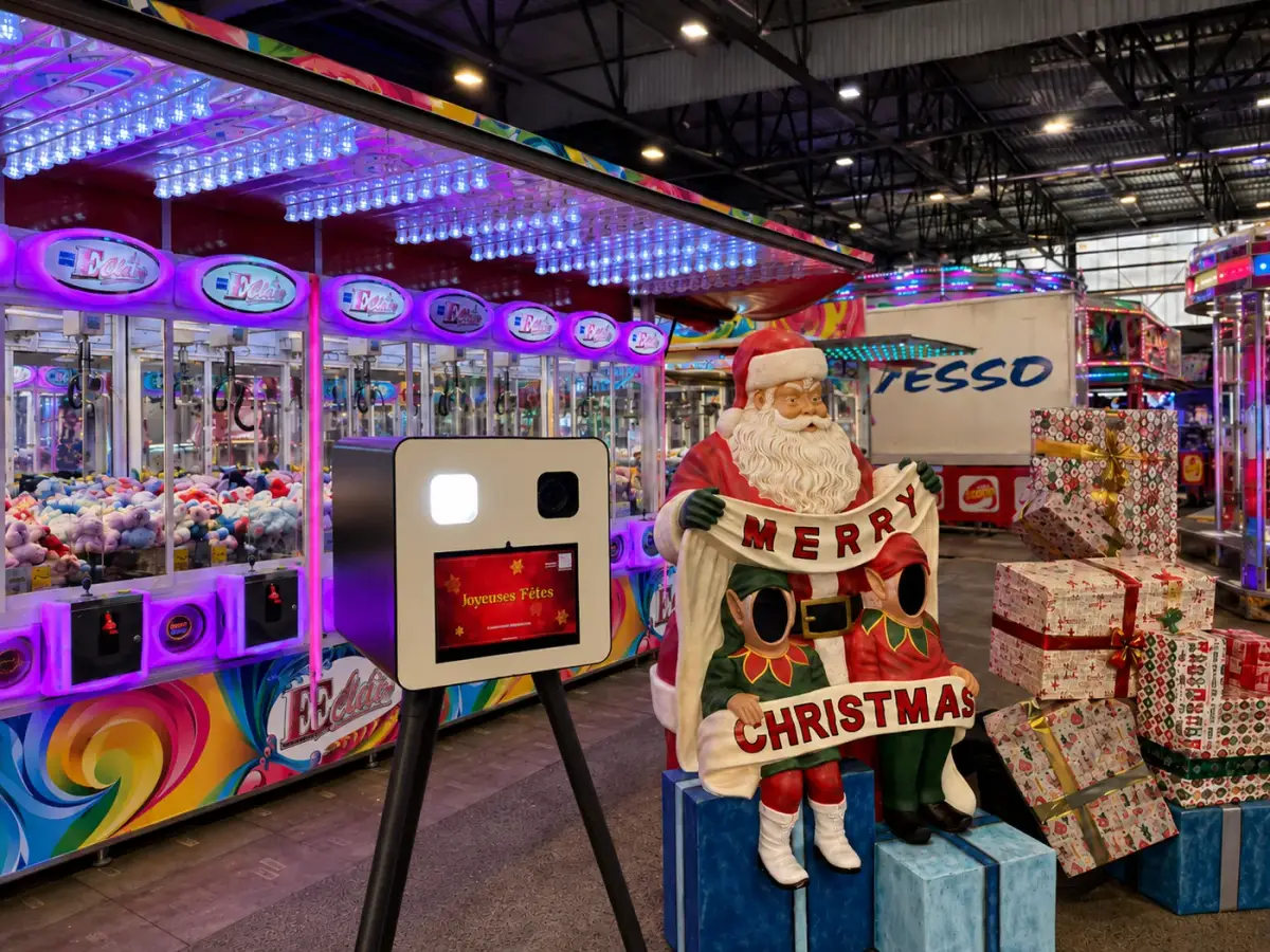 Borne photo Photobox dans un décor de Noël